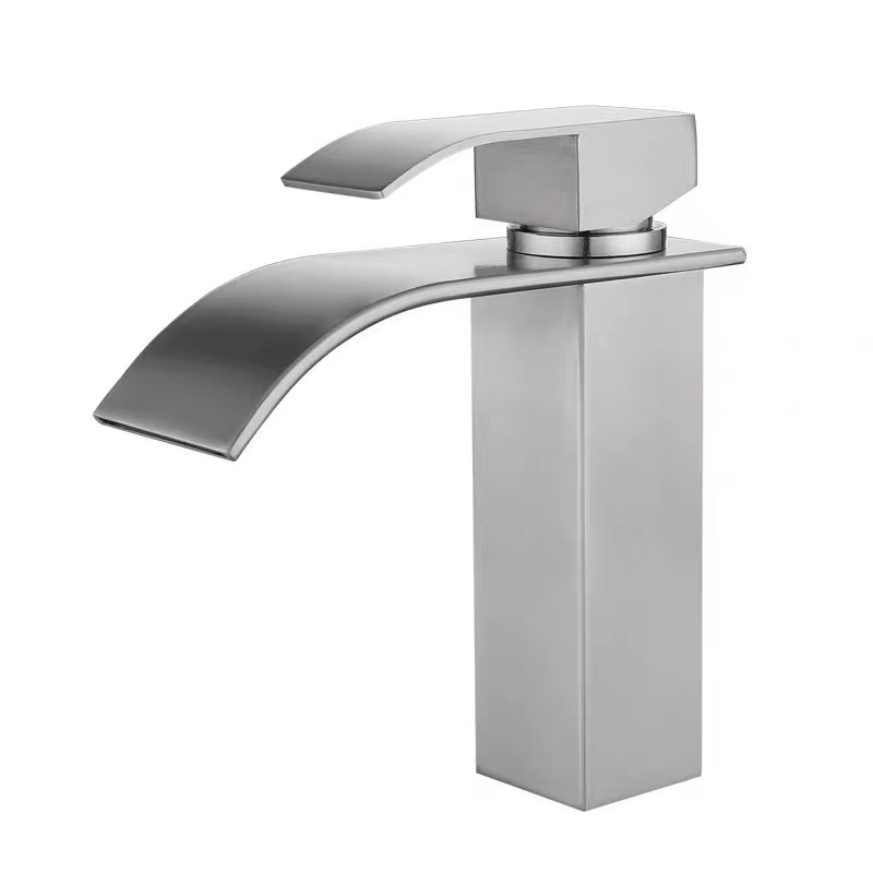 Grifo para lavabo cadrado cepillado estilo cascada