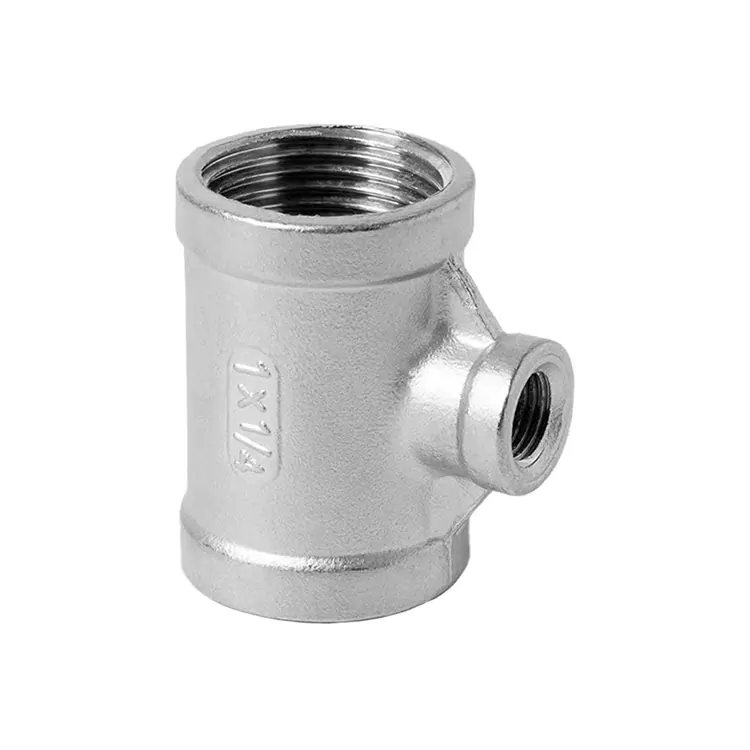 Tee roscado femia redutor de aceiro inoxidable BSP