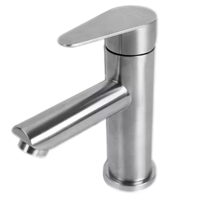Grifo de lavabo quente e frío de mango plano cilíndrico