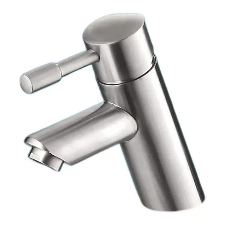 Grifo de lavabo cilíndrico inclinado cepillado quente e frío