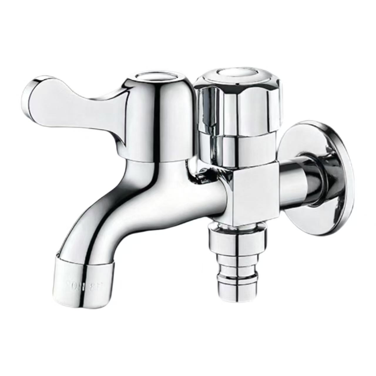 Grifo para lavadora con dobre control e saída dual