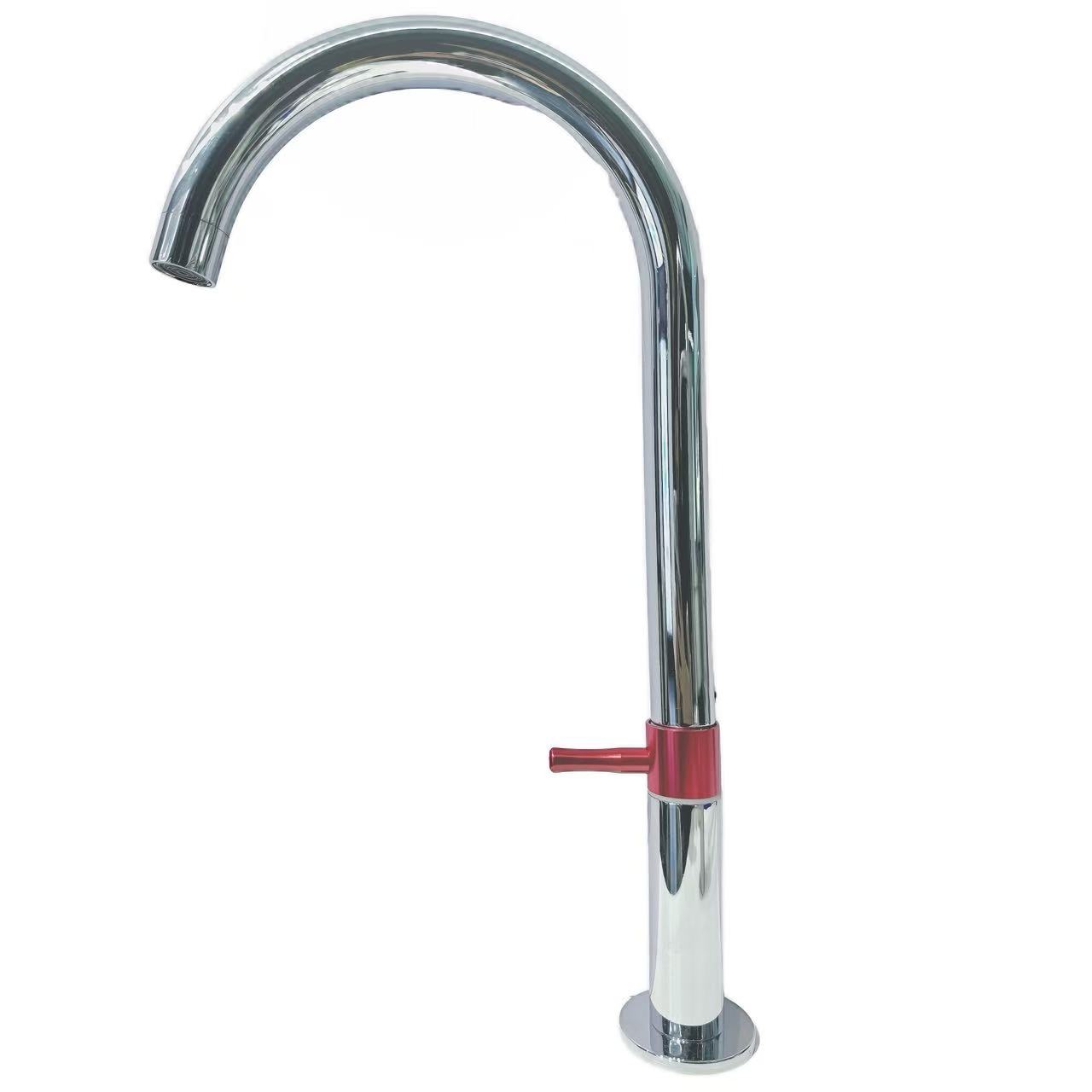 Grifo para fregadero de cociña fría de colo de cisne de arco alto brillante