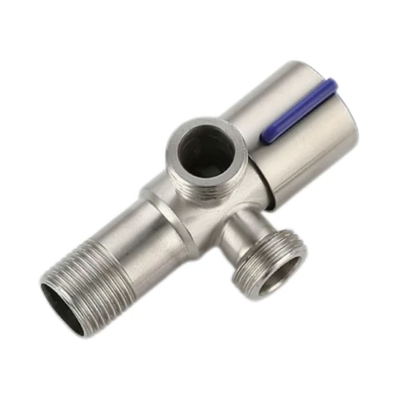 Blue Handle 90° Dual Outlet Three-Way Angle Valve