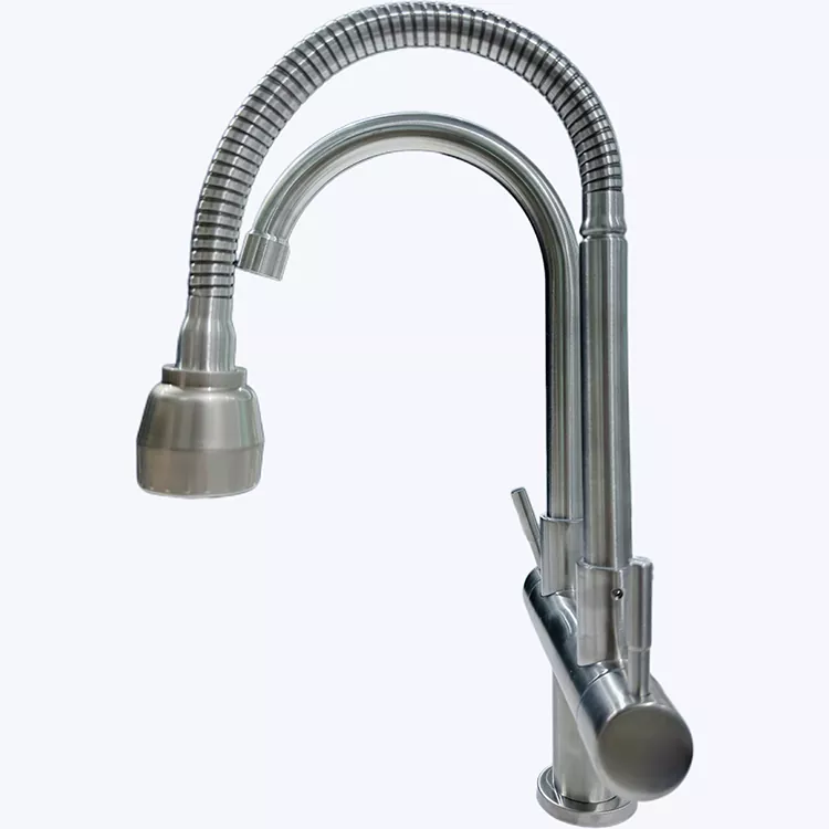 Grifo giratorio de cociña de dobre tubo, fría e de dobre saída