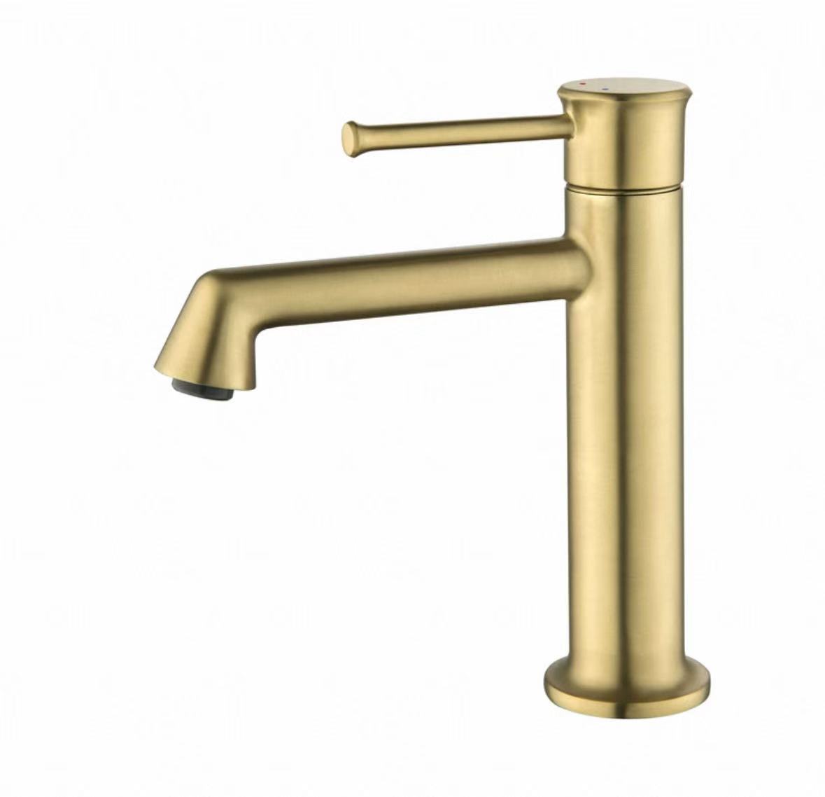 Grifo cilíndrico de control único dourado mate Grifo cilíndrico de control único dourado mate