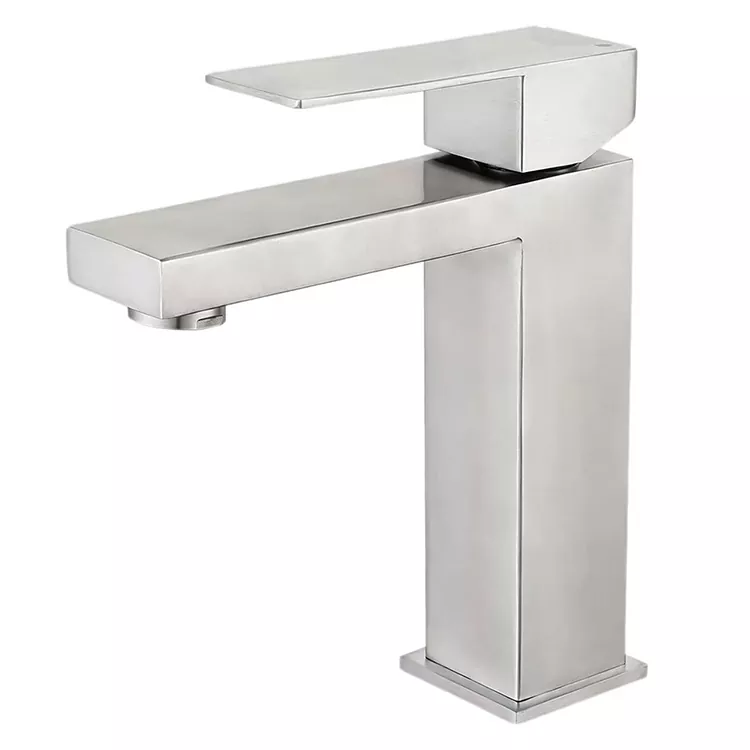 Grifo de lavabo quente e frío xeométrico minimalista