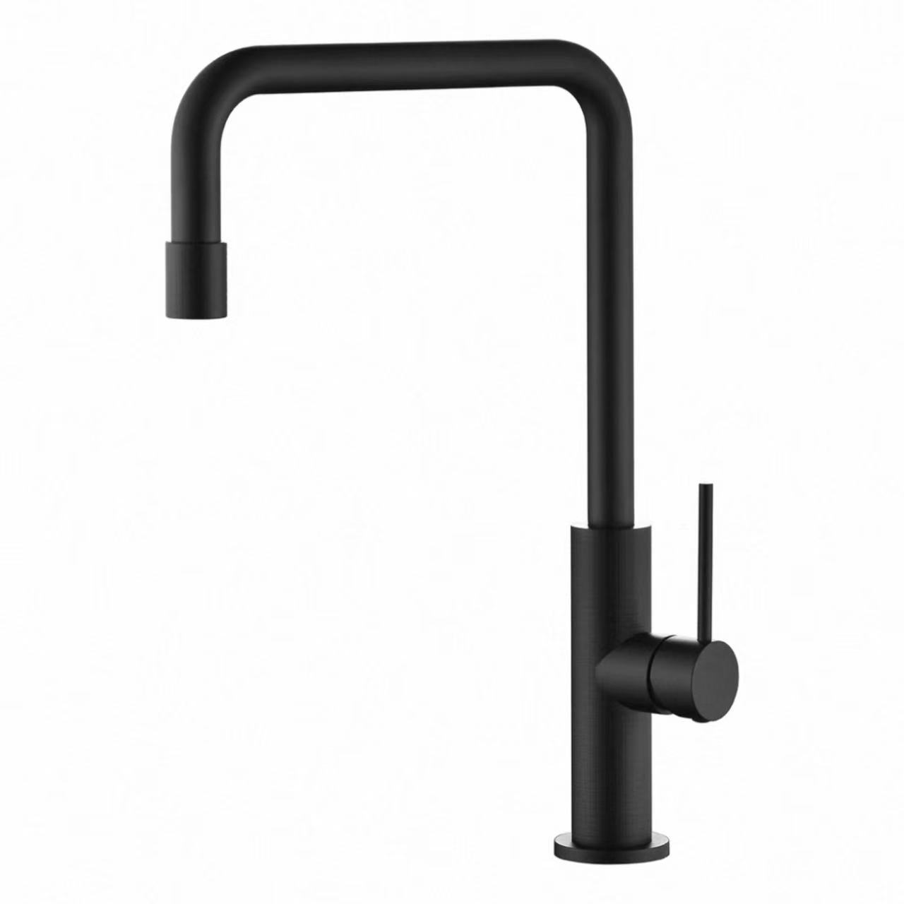 Grifo de cociña fría e quente de tubo estriado en forma de L minimalista