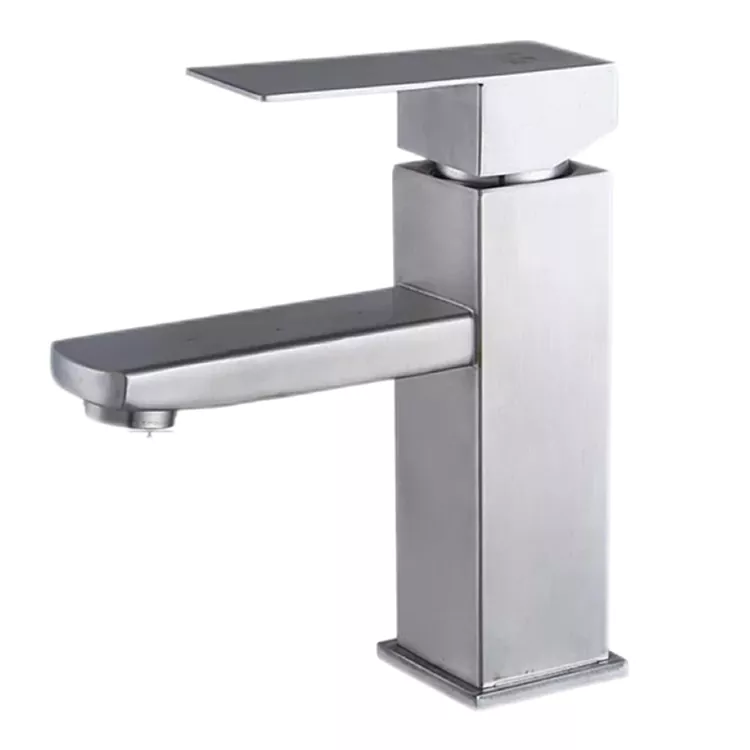 Grifo de lavabo cadrado minimalista quente e frío