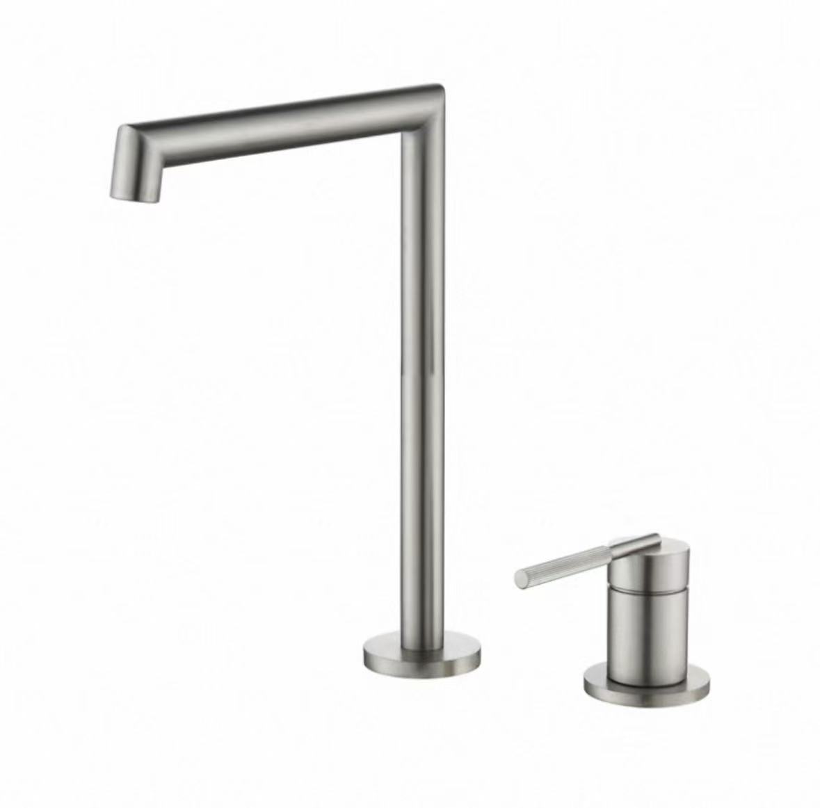 Grifo dividido xeométrico prata espello