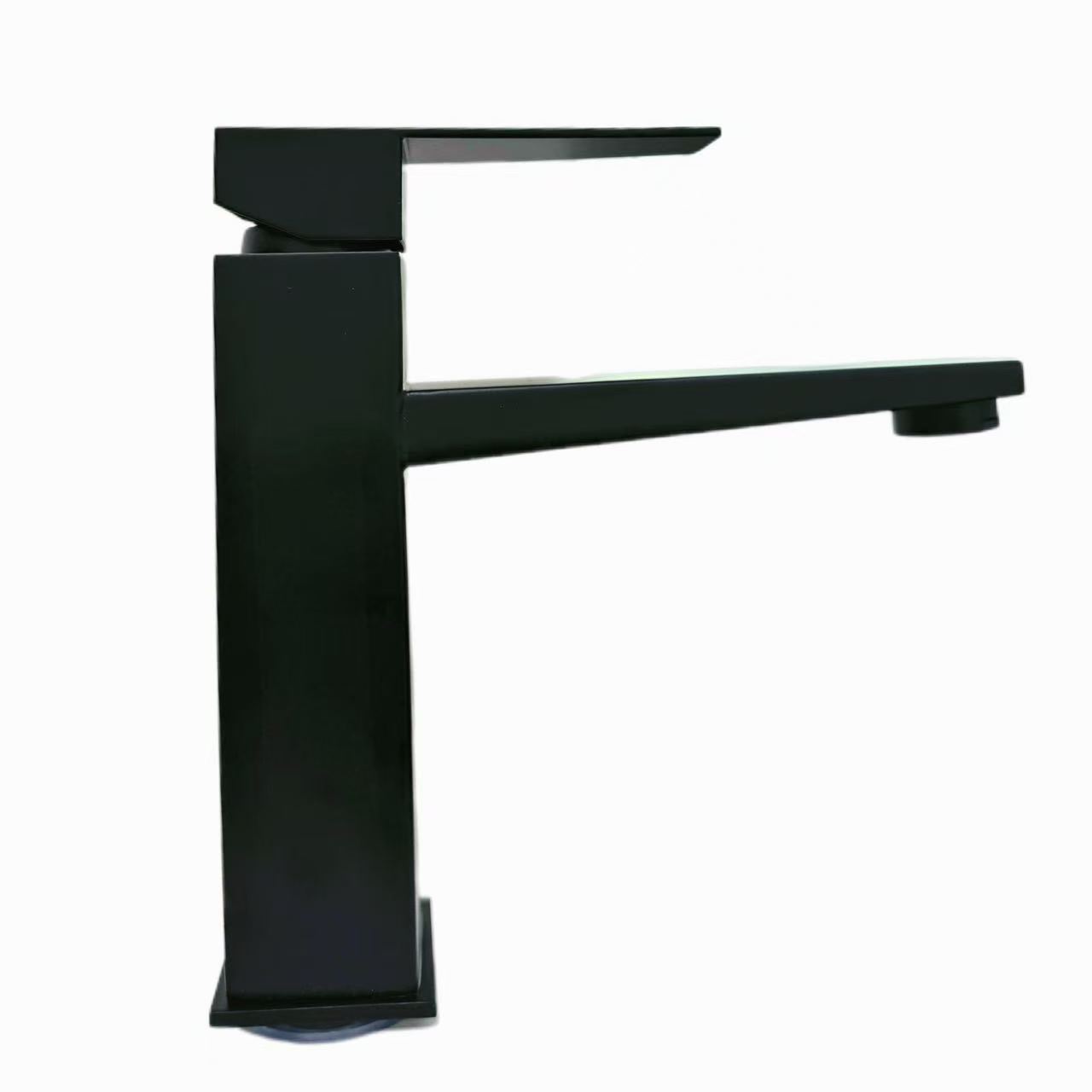 Grifo de lavabo cadrado negro esmerilado de estilo minimalista moderno