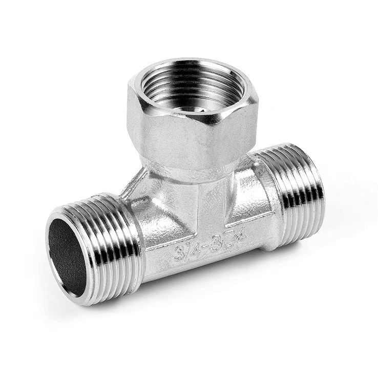 Tee de tubo giratorio de aceiro inoxidable femia-macho-femia