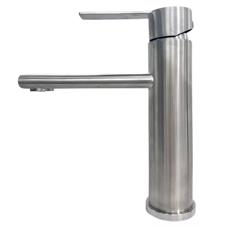 Grifo de lavabo cilíndrico cepillado de boquilla recta