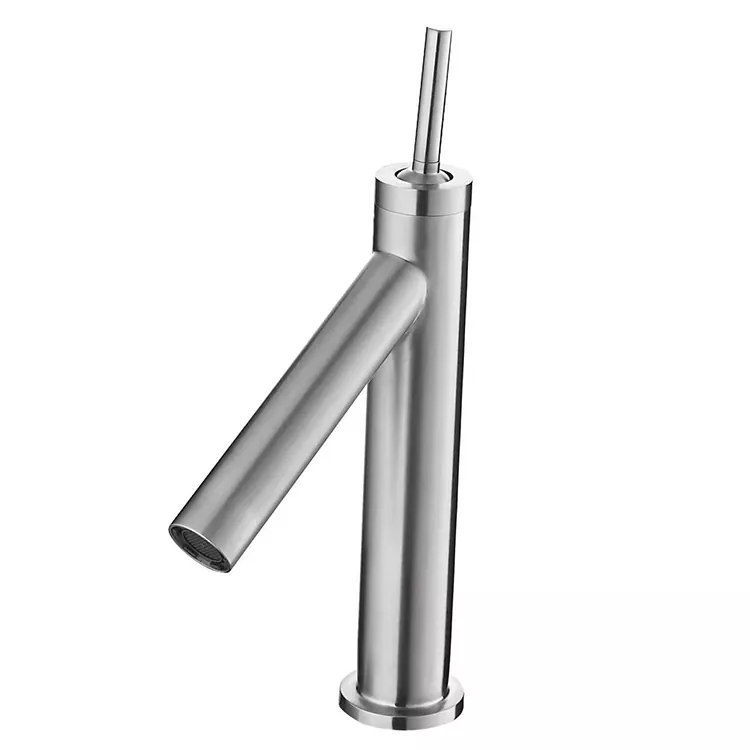 Grifo cilíndrico de mango superior para lavabo quente e frío