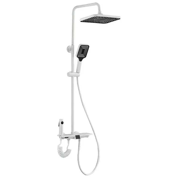 Set de ducha con pantalla dixital termostática branco con pistola pulverizadora Set de ducha con pantalla dixital termostática branco con pistola pulverizadora